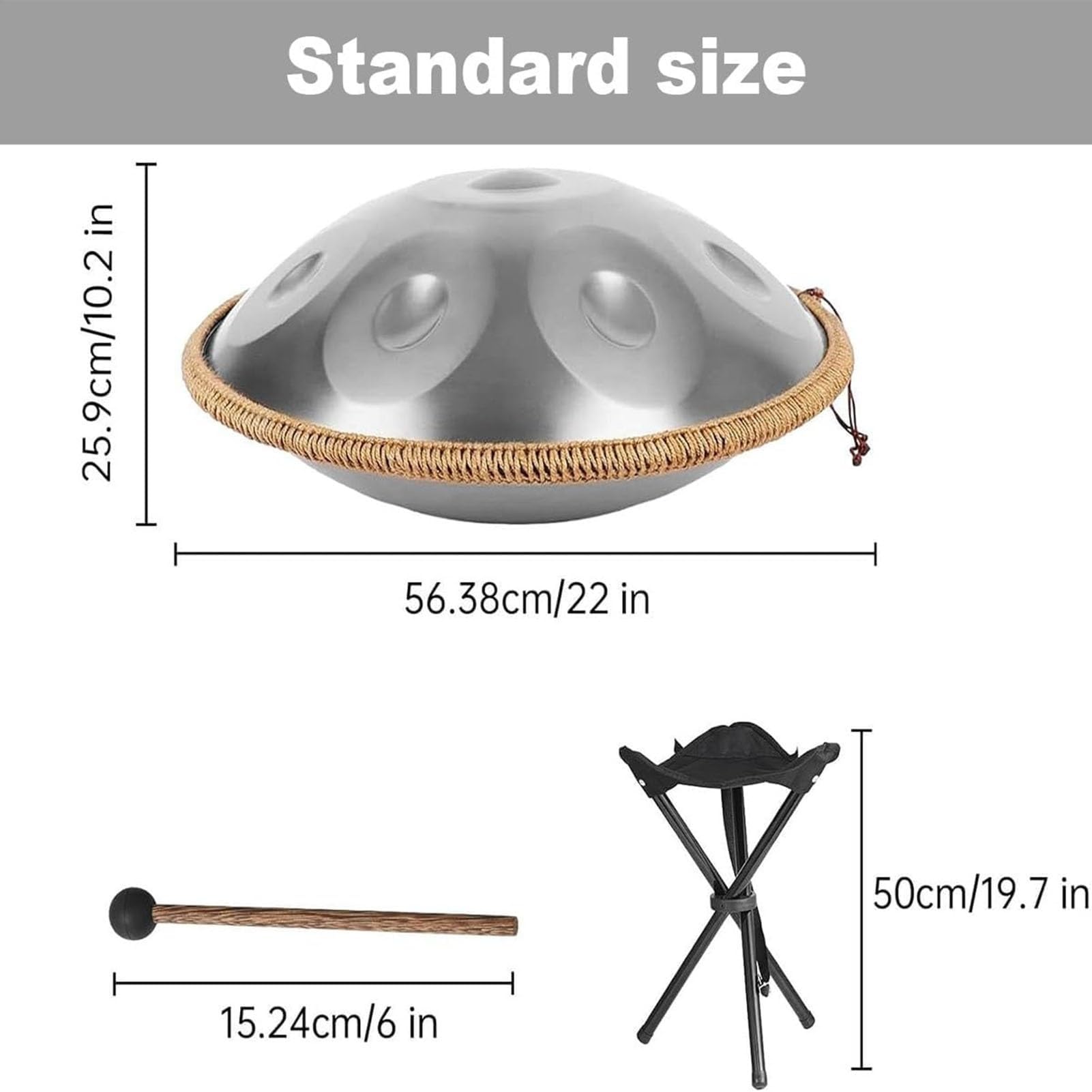 Stalowy bęben ręczny 22-calowy, górnik, 432 Hz/440 Hz, 9/10/12 nut, do edukacji muzycznej i spotkań rodzinnych (Golden Castle, 12 nut (432 Hz))