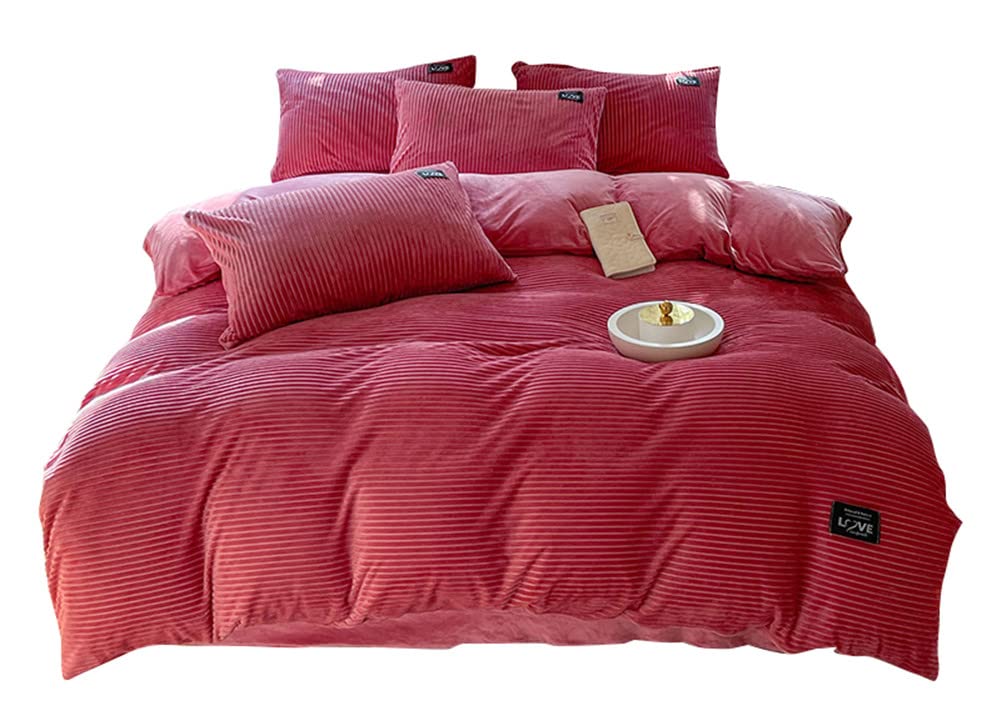 Parure de lit en velours 4 pièces anti-froid pour literie hypoallergénique