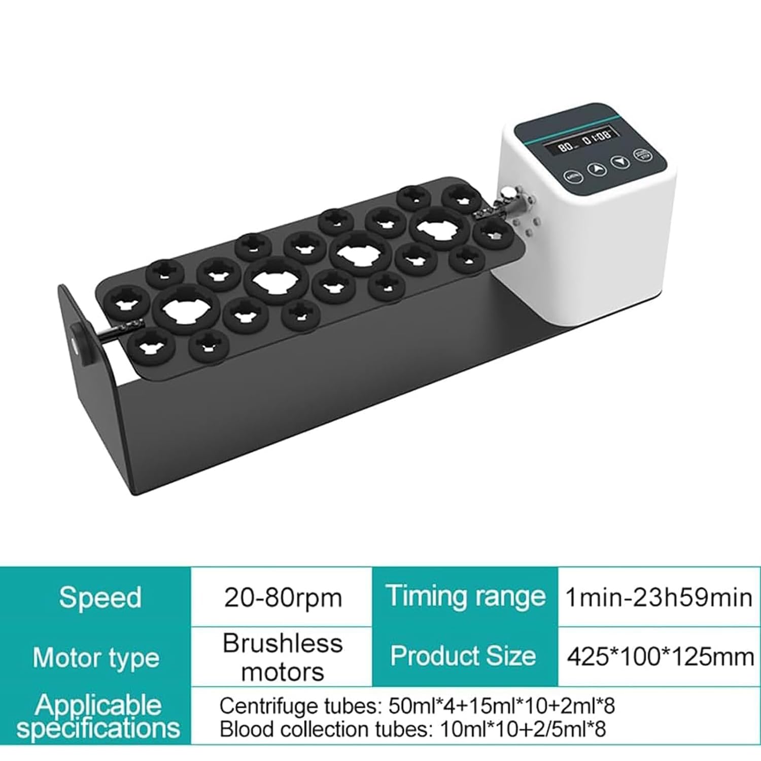 COYEUX Langachsen-Rotationsmischer, Labor-Rotationsmischer, mit LCD-Display, Einstellbarer Geschwindigkeit und 1-23H59min-Timing, Stabiler Betrieb