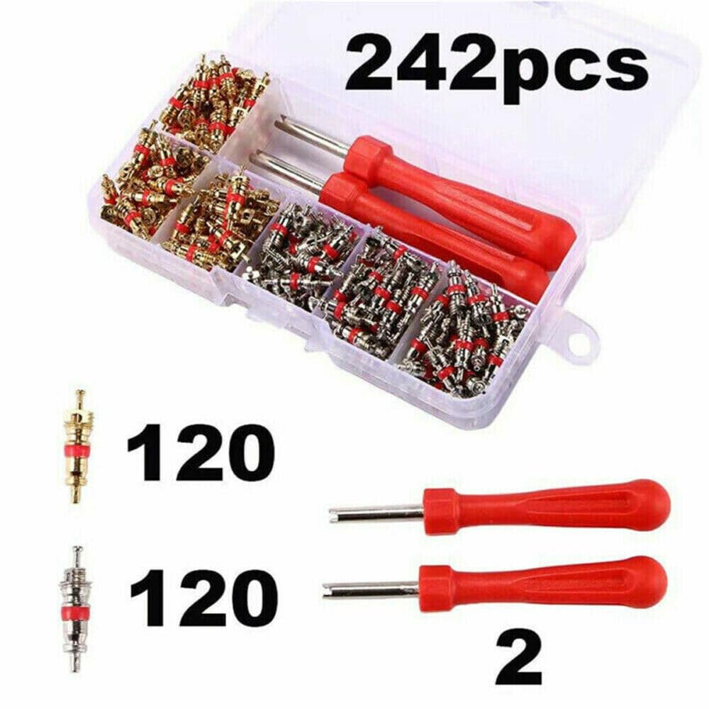 242-teiliges Auto-A/C-Klimaanlagen-Ventilkern-Sortiment R134a + Entferner-Tool-Kit-Set, handlicher Ventilkern