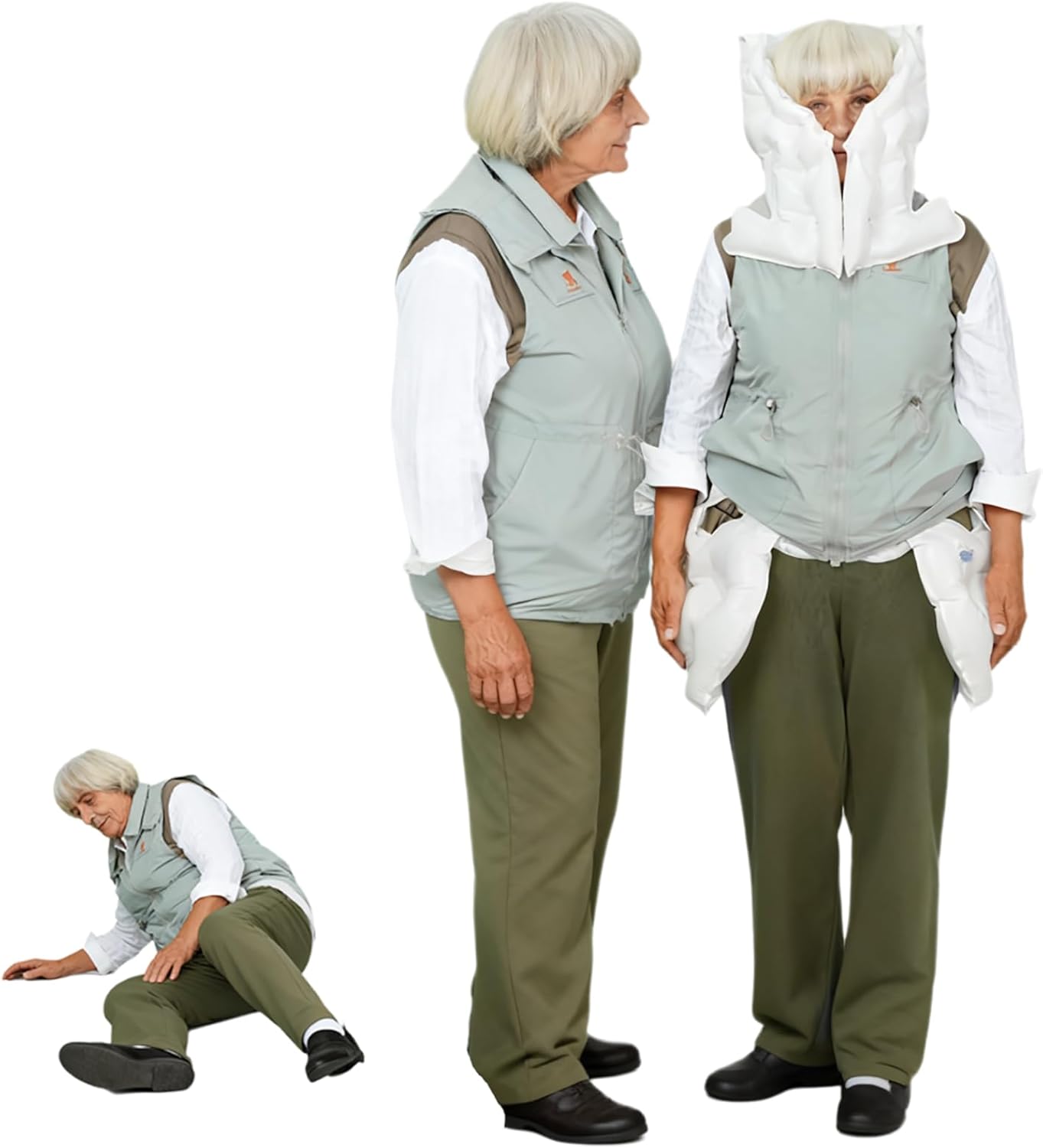 Smart Inflatable Airbag Vest for Seniors – Fall Protection Safety Vest with Automatic Impact Detection, Cushioned Hip & Back Protection, Elderly Anti-Fall Wearable Gear Green XXL