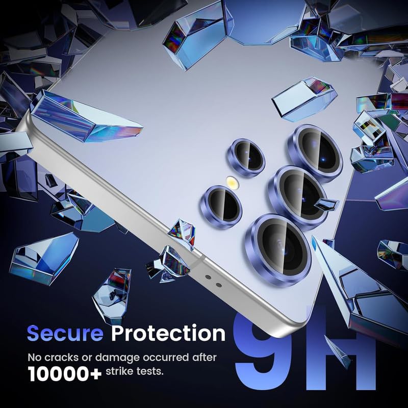 Image of Skinomi Camera Lens Protector Compatible with Samsung Galaxy S24 ultra 5G [Anti-Scratch] Premium Tempered Glass Film Aluminum Alloy Lens Ring Cover- Titanium Blue