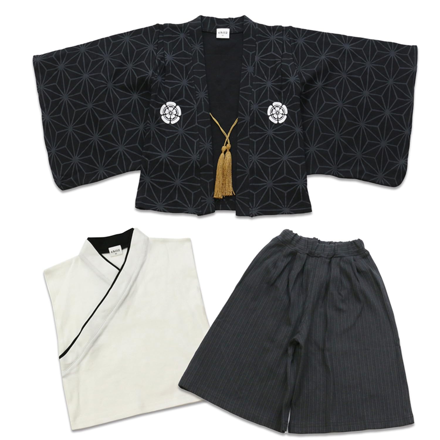Puff 2 Kids Bambini Hakama Stile Kimono ragazzo set Giapponese Formale compleanno Halloween vestito Bambino Vestito Outfit samurai Cosplay Bambino