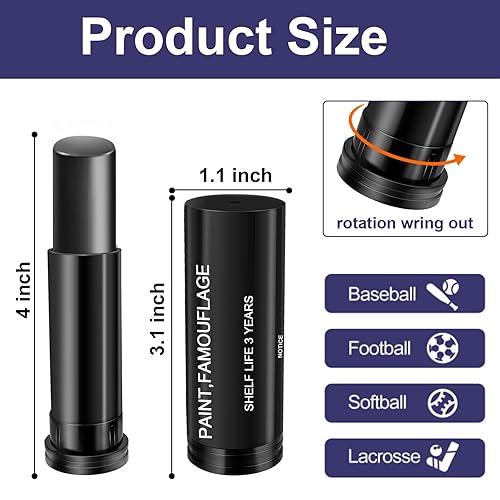 Miniatura 6 de Enyeopd Palo de pintura facial con diseño de ojo de camuflaje, 3 colores para deportes, softbol, fútbol, béisbol, atletas de lacrosse, pintura