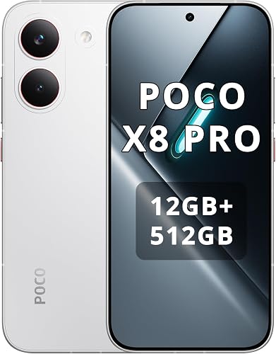 XIAOMI Poco X8 Pro Smartphone 12GB+512GB, procesador Dimensity 8500-Ultra, batería de 6500mAh, pantalla AMOLED ultra brillante, cámara principal Sony IMX882 de 50MP con OIS, Blanco