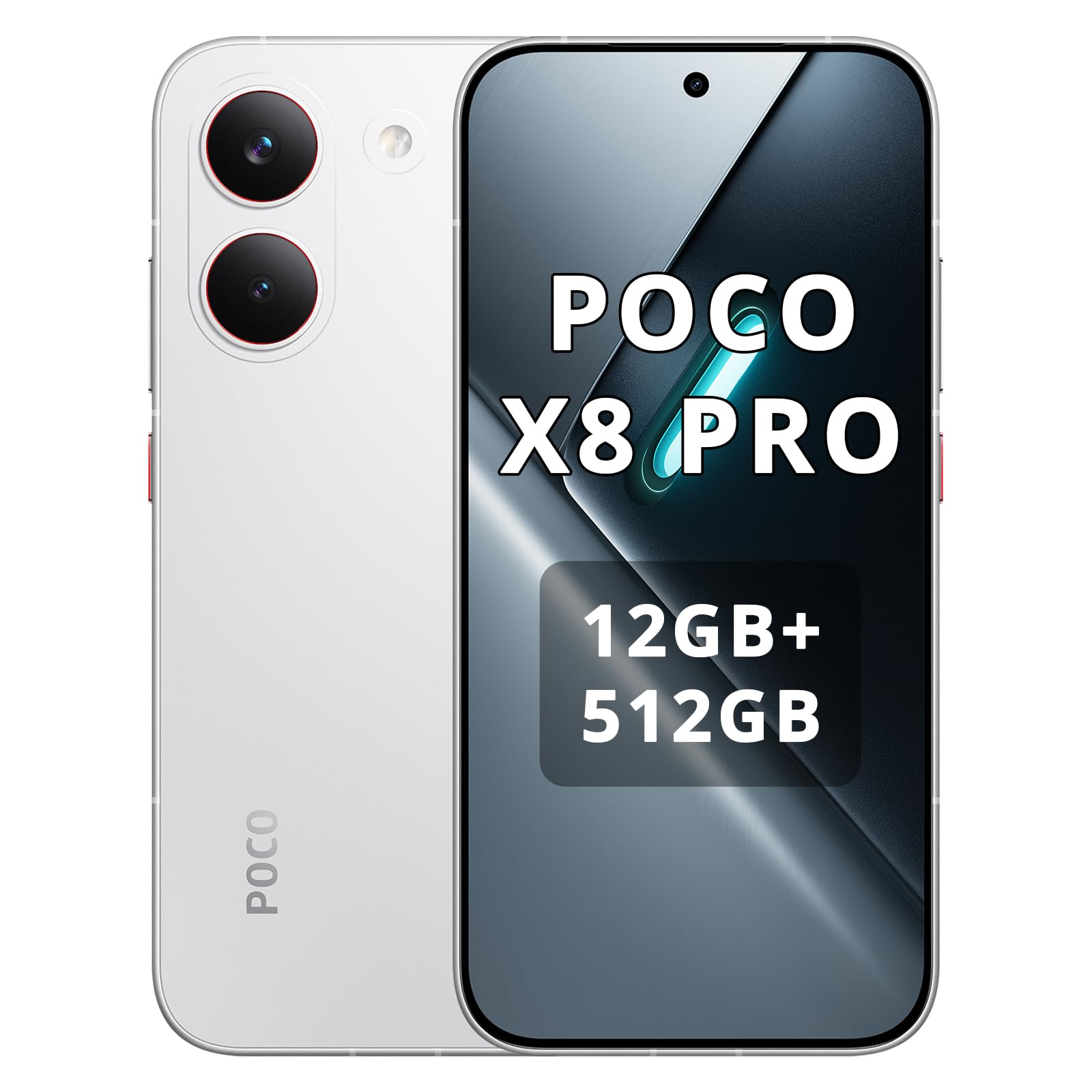 XIAOMI Poco X8 Pro Smartphone 12GB+512GB, procesador Dimensity 8500-Ultra, batería de 6500mAh, pantalla AMOLED ultra brillante, cámara principal Sony IMX882 de 50MP con OIS, Blanco