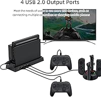 Vista 2 de Mcbazel Hub USB para muelle de interruptor, 4 puertos USB 2.0 Hub Dock compatible con NS Switch - Negro