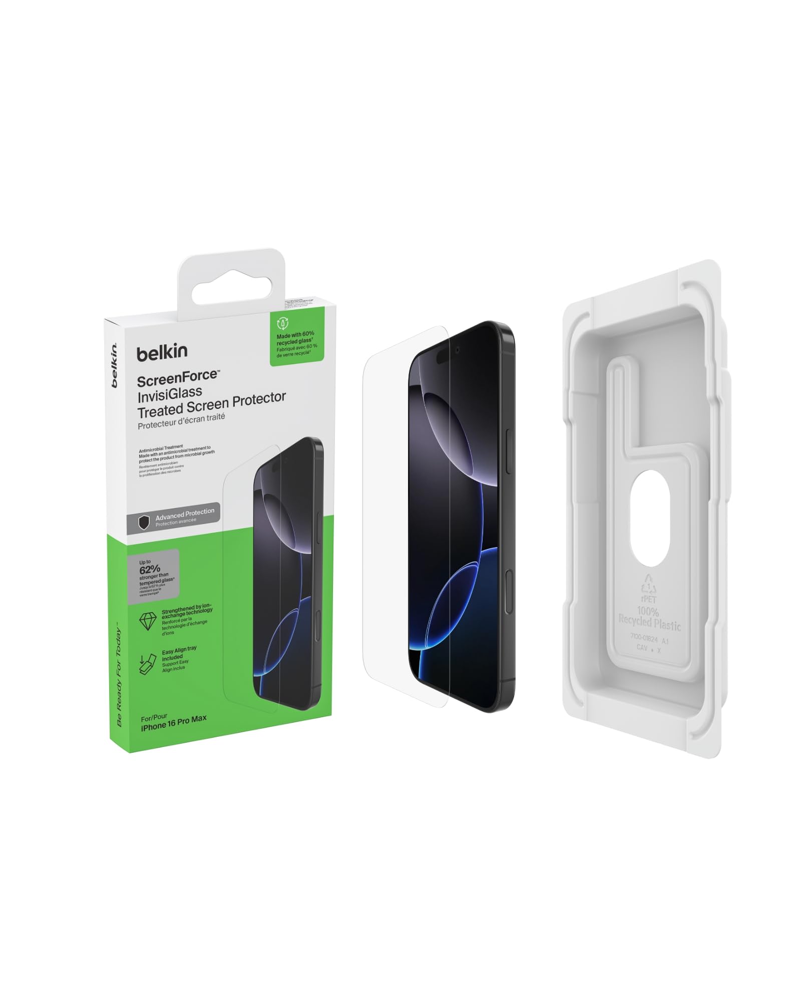 Belkin ScreenForce InvisiGlass iPhone 16 Pro Max Screen Protector, Scratch-Resistant Impact Protection - Image 2