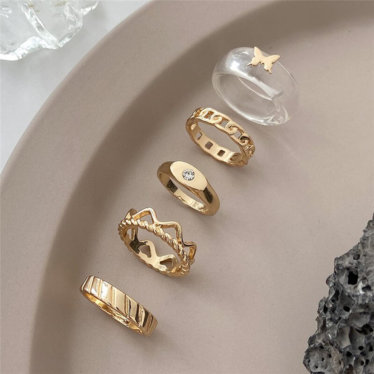 Plated-Toned Rings Set of 5
