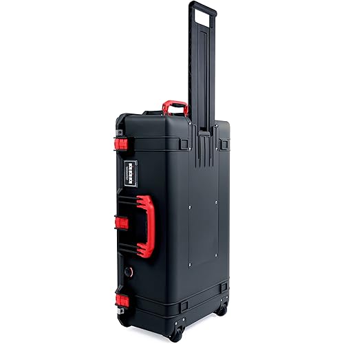 Pelican Color Case Black Pelican 1615 Air case with Red Handles & latches. Comes Empty & with Wheels.