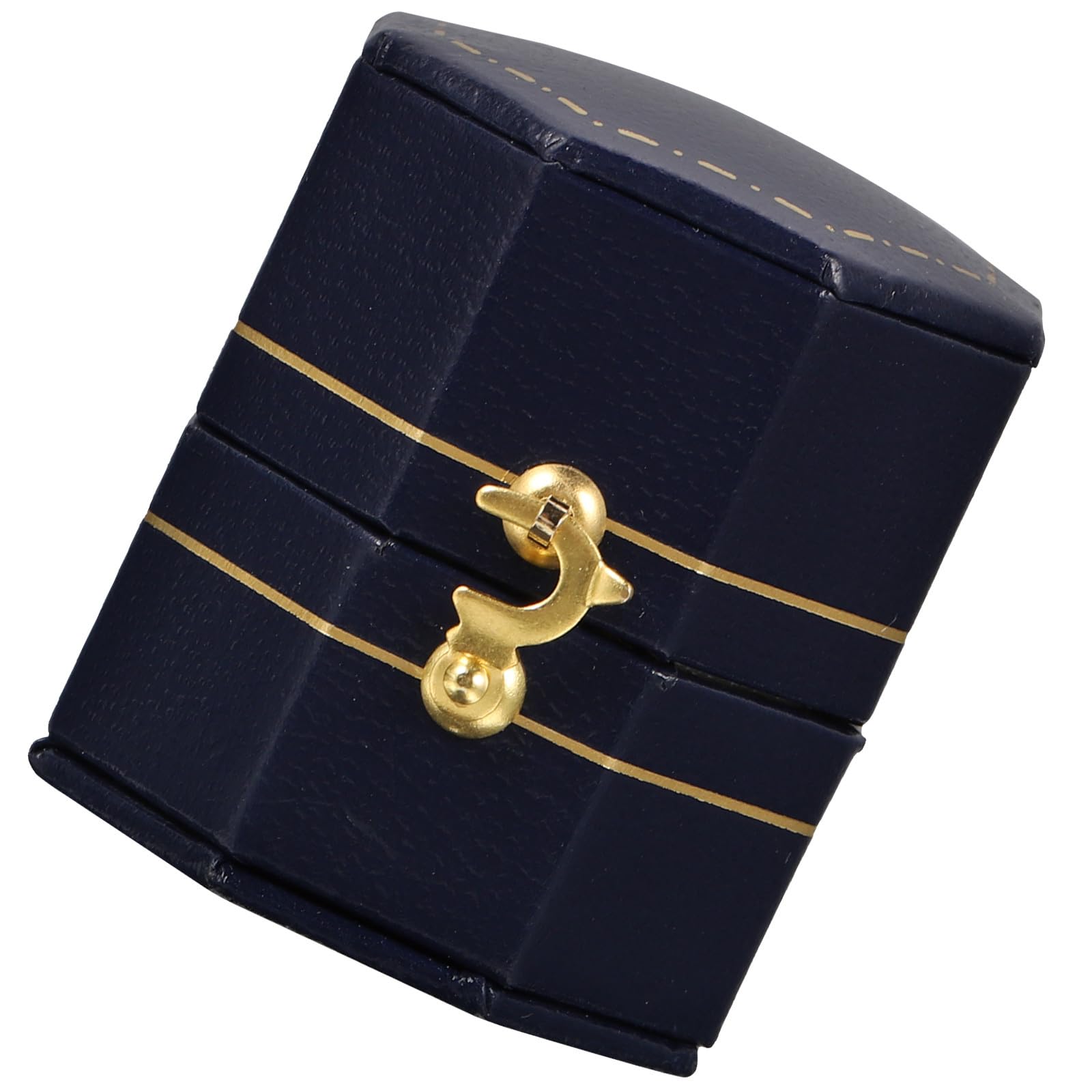 Boîte à bague octogonale vintage en cuir élégant pour bijoux fins