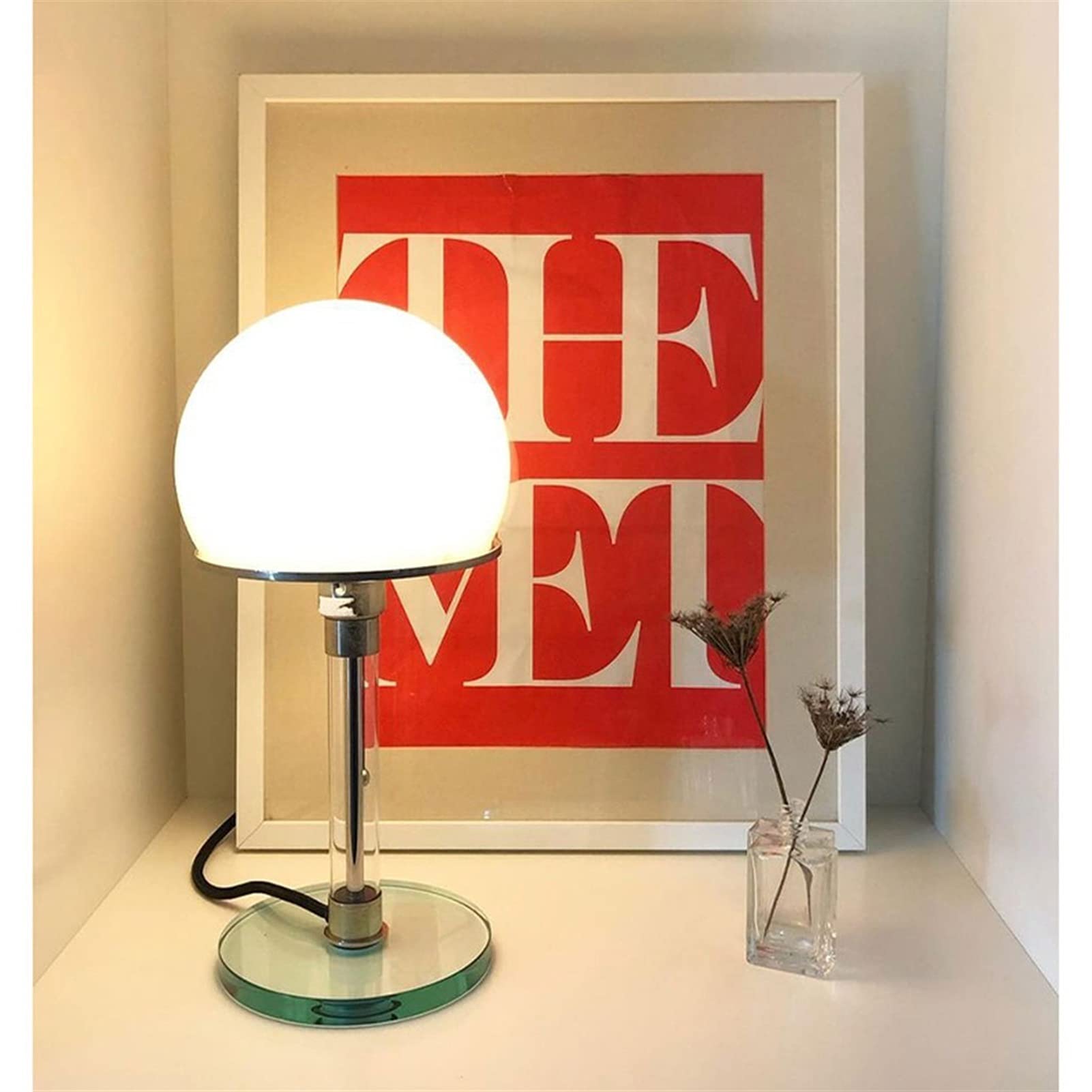 Glasentro Bauhaus Tafellamp | Geometrisch minimalistisch glazen ontwerp | Nachtkastje voor de slaapkamer