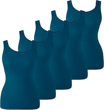 Rupa Jon Womens Camisole Tank Top Soft Cotton Blend Stretch Cami |Pack of 5| Lightweight Tank Sleepwear Loungewear