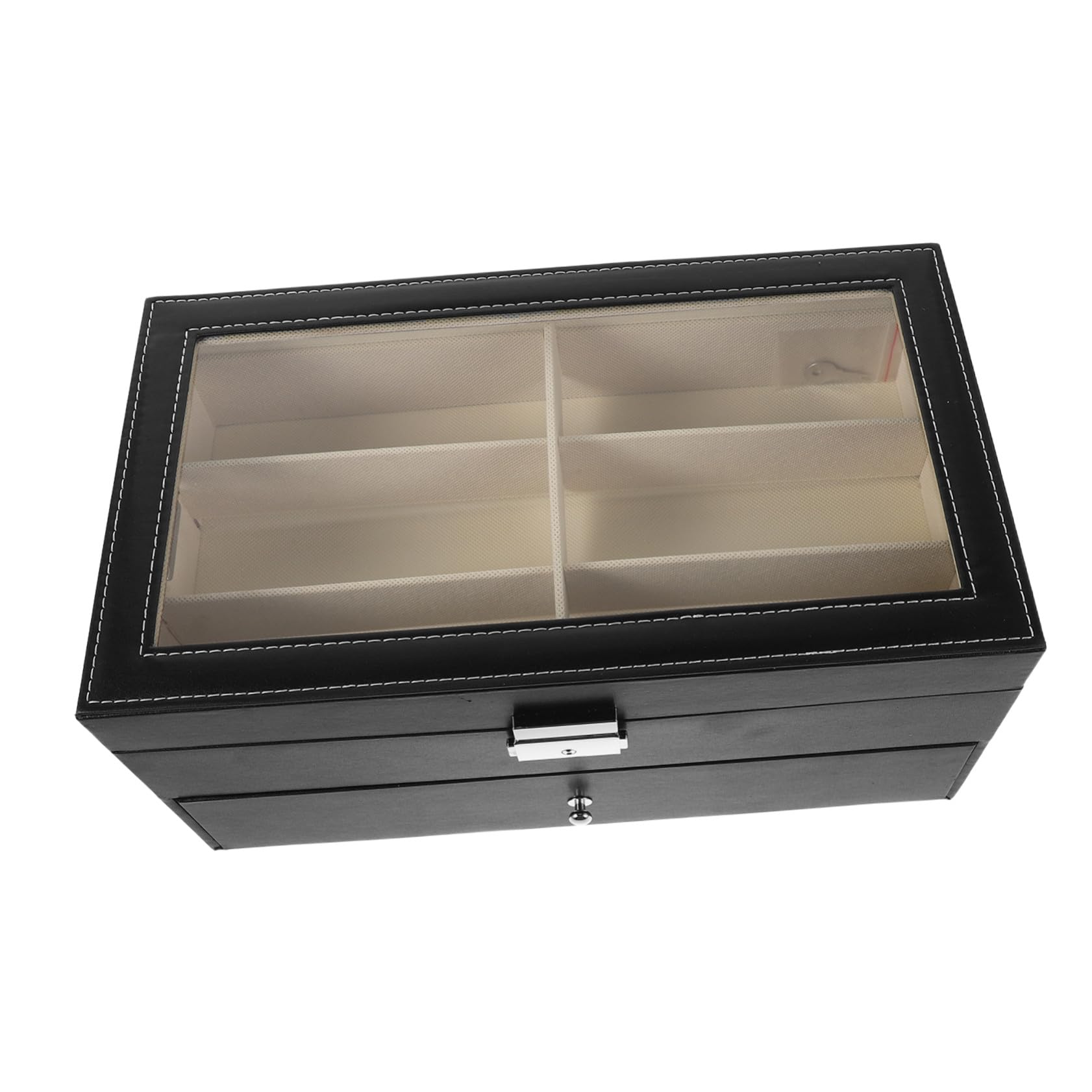 VALICLUD Organizador de Gafas Doble Capa Compartimentos con Interior Beige Estuche Resistente para Almacenamiento y Exhibición de Gafas de Sol y Monturas Tocador