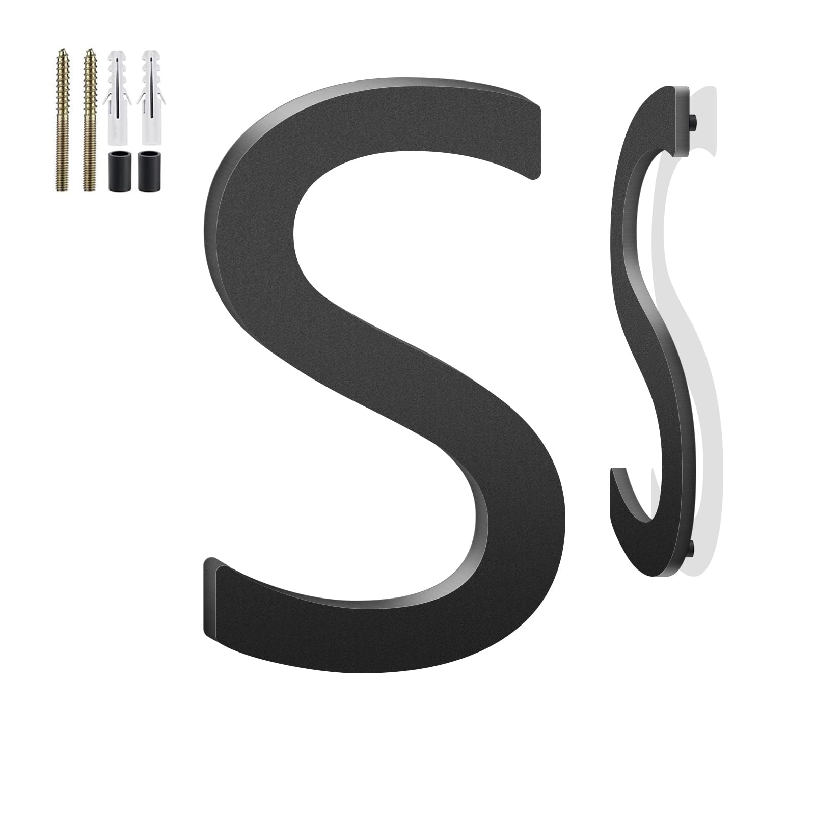 28 Inch Floating House Numbers and Metal Letters for Outdoor Signs, House Numbers for Outside, Aluminum Address Letters and Numbers for Door, Mailbox, Garden, Perfect for Home or Office (Letter S)