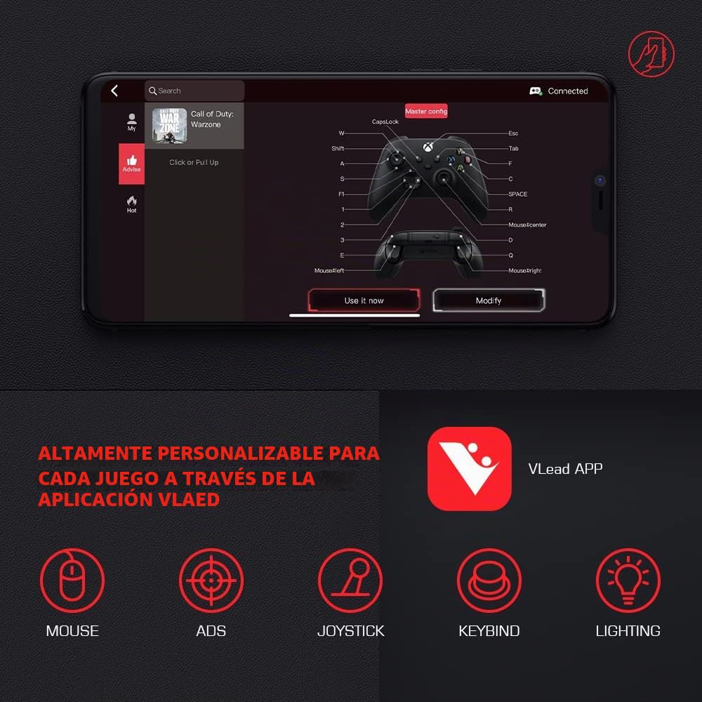 leadjoy VX2 Aimbox Convertidor de Teclado y ratón, Adaptador de Teclado y Mouse con Conector de Audio de 3,5 mm para Nintendo Switch/Xbox One/Xbox Series X/S