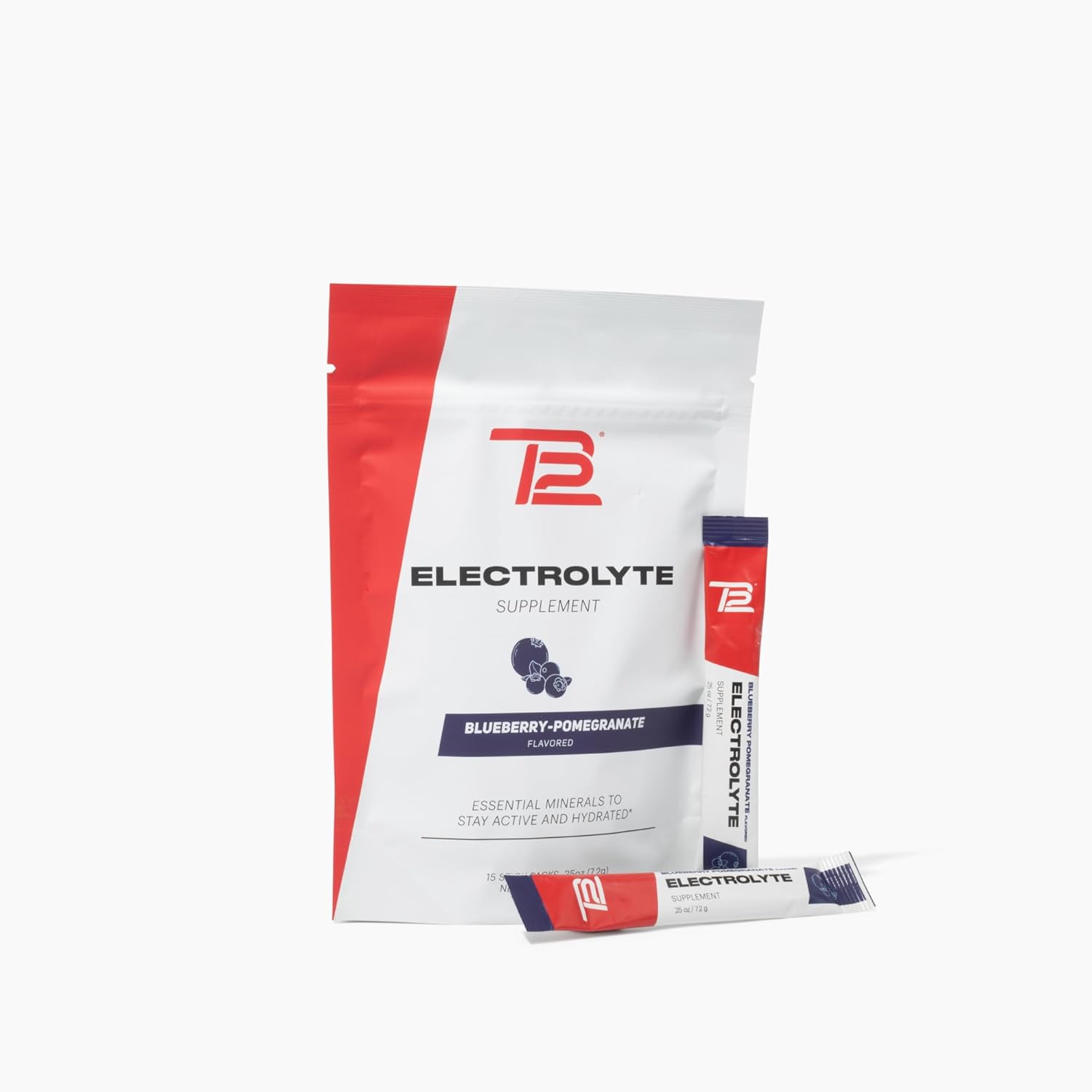 TB12 Electrolytes Powder Packets Blueberry Pomegranate – Mineral-Rich Electrolyte Powder for Fast Hydration by Tom Brady – Natural, Low Sugar, Vegan, Gluten-Free, Easy to Mix – 15 Stickpacks