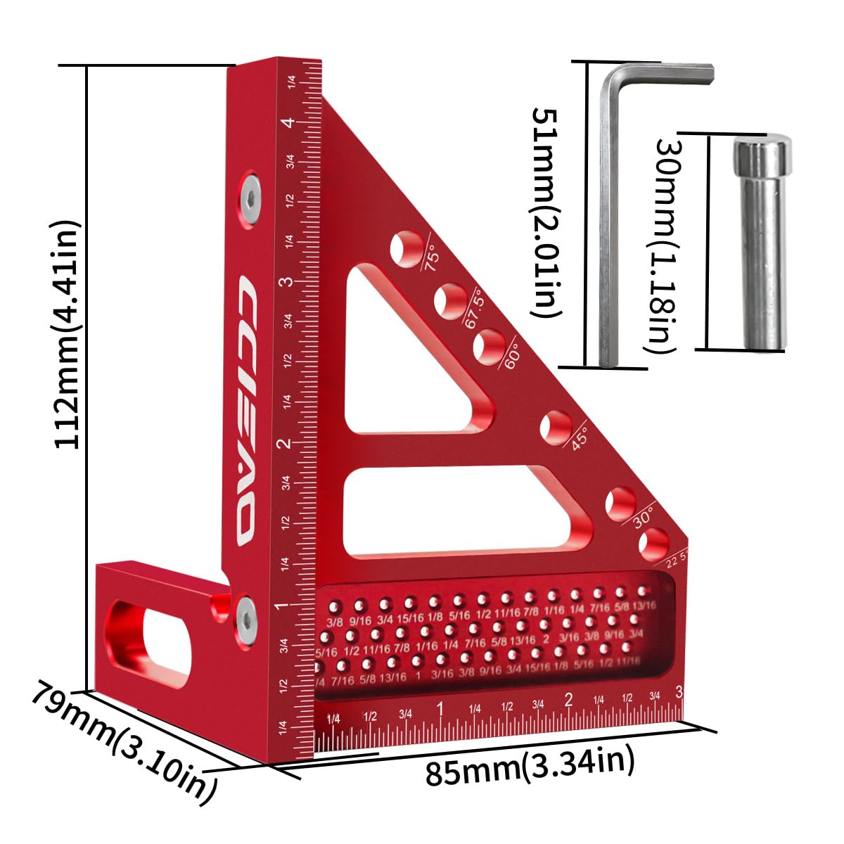 CCIEAO 3D Multi-Angle Carpenter Square Scriber, 22.5-90 Degree