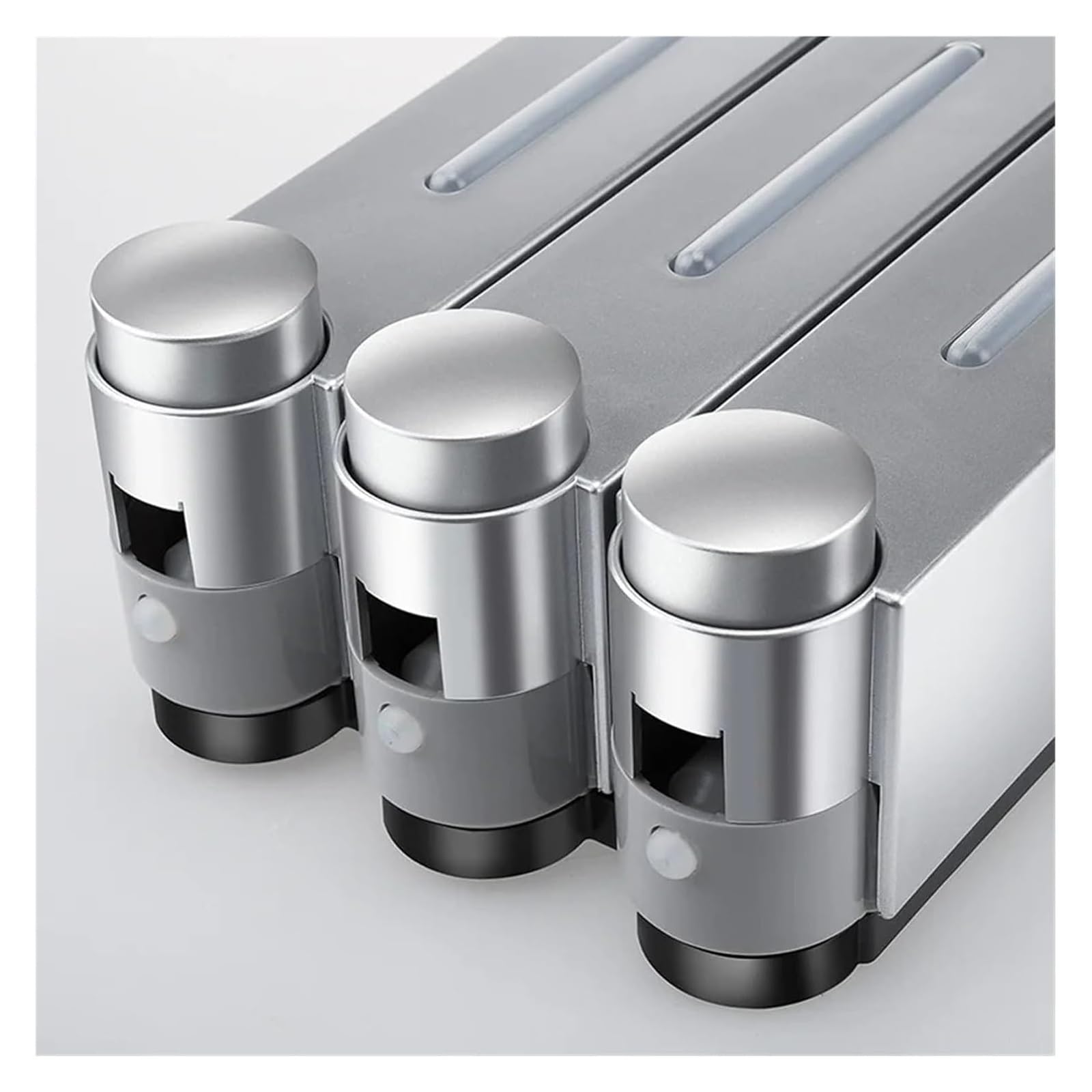 Dispenser per sapone, Dispenser Sapone Bagno a Parete Manuale Doppio Liquido ABS Multicolor(Silver)