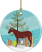 Vista 85 de Caroline's Treasures Bactrian Camel Adorno de cerámica de Navidad, decoración colgante de árbol de Navidad verde azulado para el hogar, vacaciones