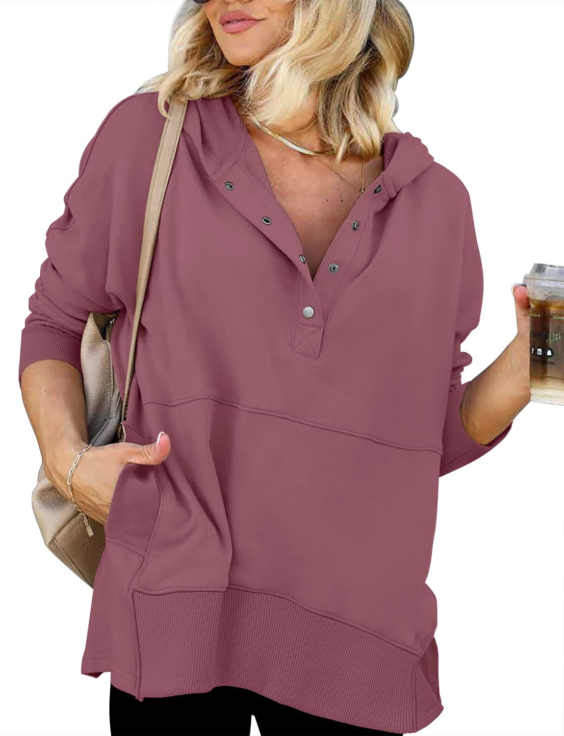onlypuff Damen Kurzarm Pocket Shirt Loose Fitting Tee