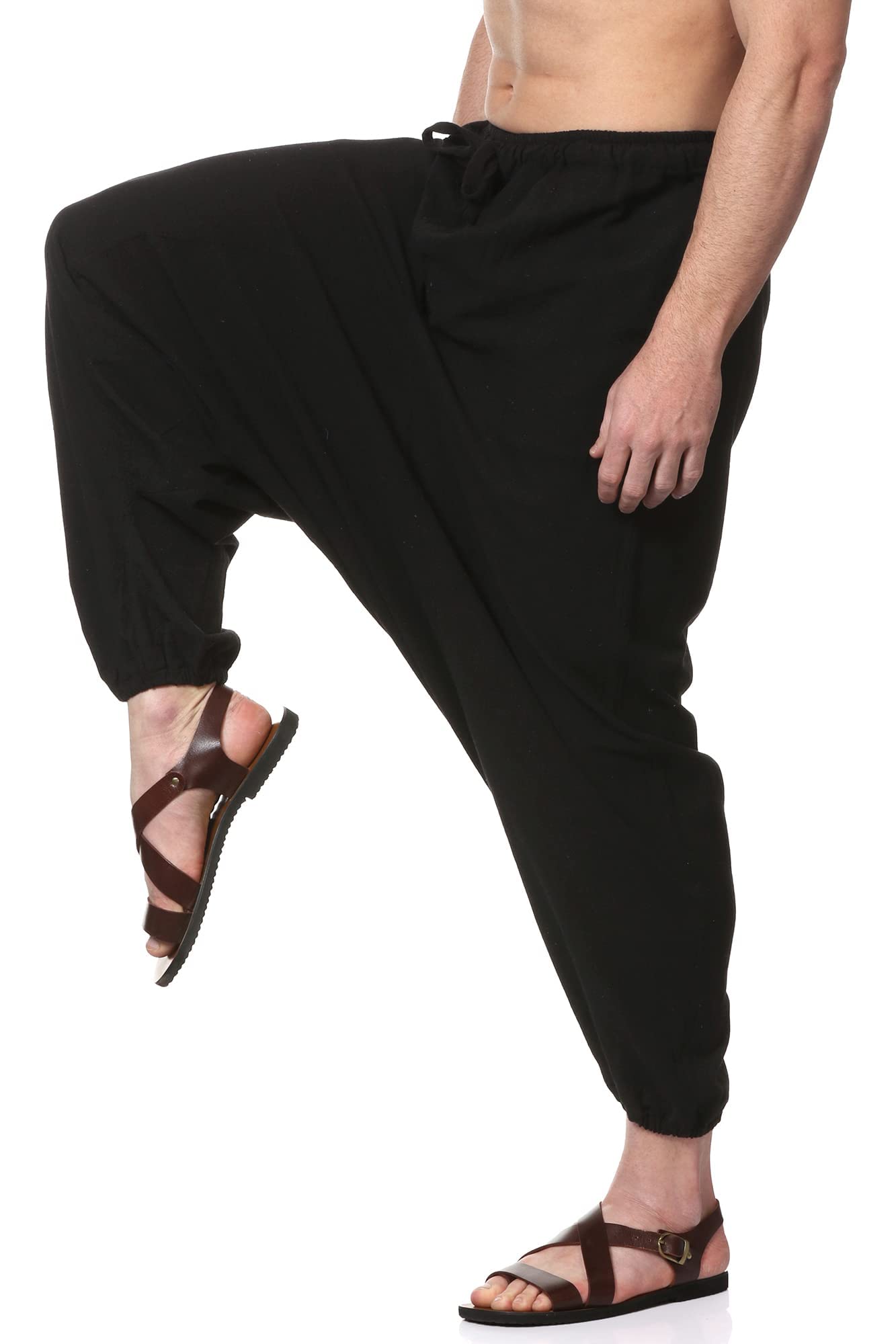 Aatman Men's Loose Fit Low Rise Harem Pants Black 40 2