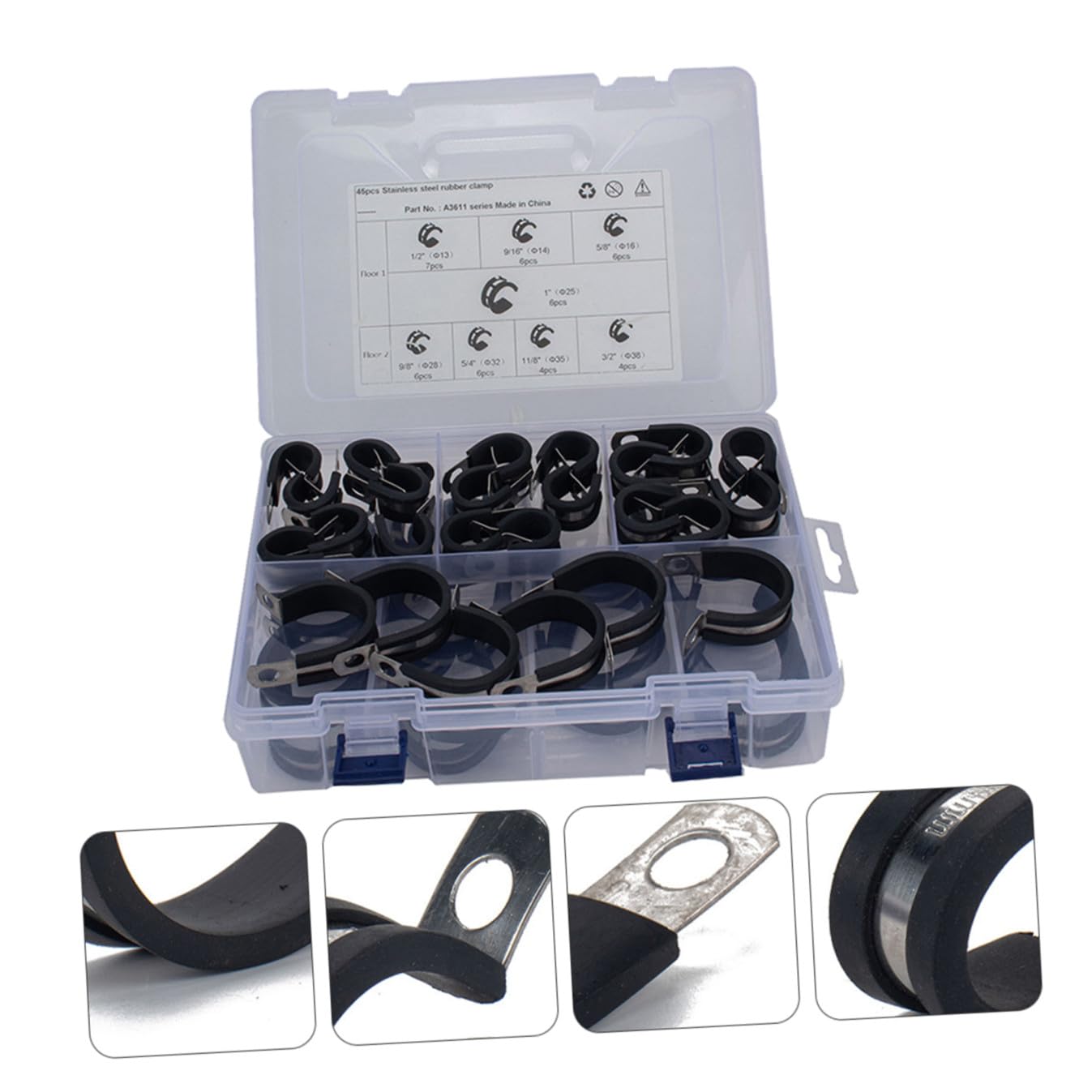 45pièces Collier De Serrage Forme Kit Assortiment De Colliers Pour Tuyaux Et Flexibles De Serrage