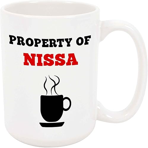 Property of Nissa Taza de café – Taza de cerámica personalizada con nombre, taza personalizada, regalo personalizado de cumpleaños/Navidad, regalo