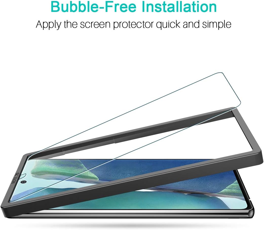 LK 3 Pack Screen Protector Compatible with Samsung Galaxy Note 20 Tempered Glass, HD Transprent, Easy Frame Installation, Support Fingerprint Unlock, Case Friendly