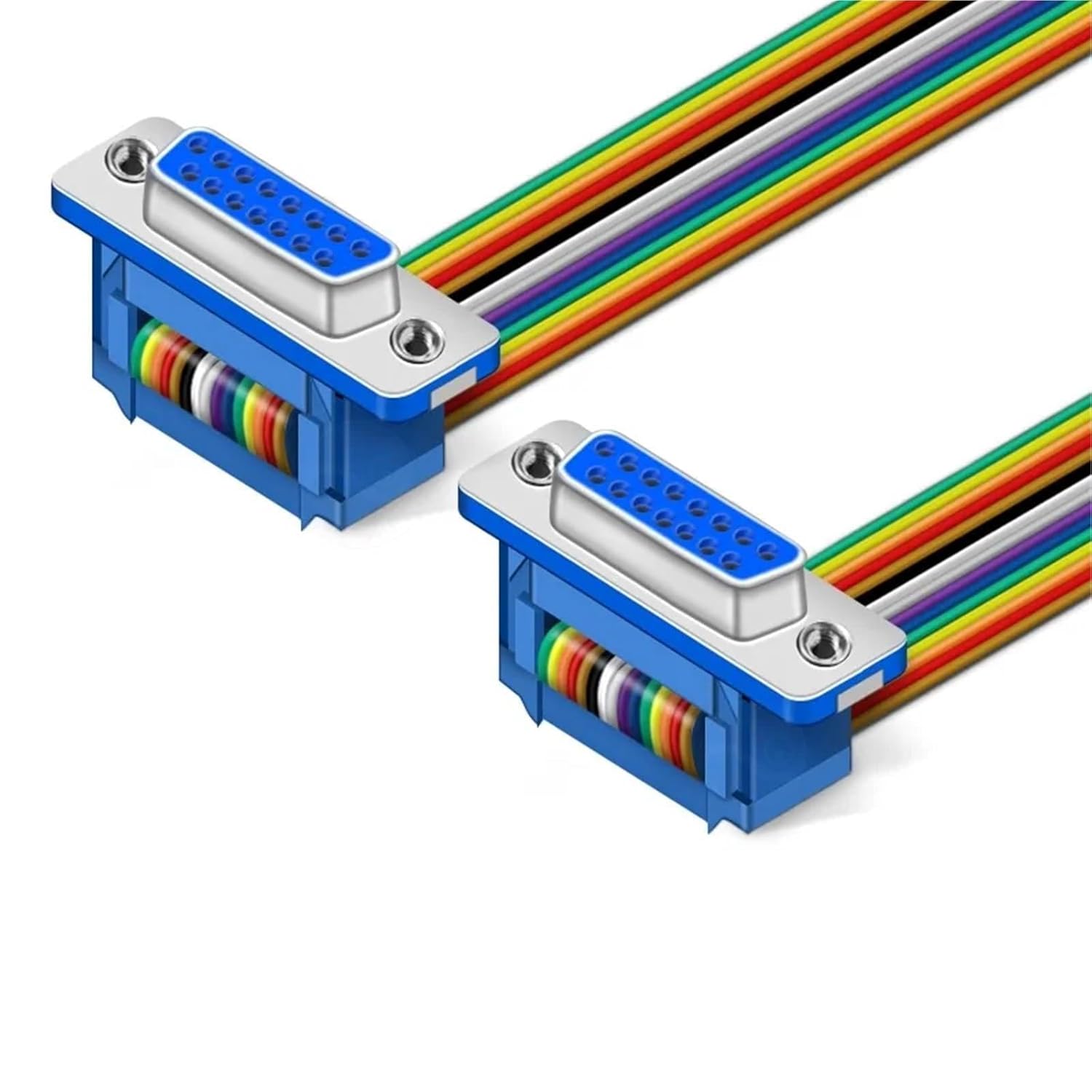 DIDC DB15 Pin Ribbon Cable DIDC-15P Male Female Flat DR15P Connector Line(0.2M,Fe to Fe)
