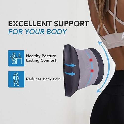 Miniatura 5 de Almohada de apoyo lumbar almohada lumbar de espuma viscoelástica para aliviar el dolor de espalda baja - Cojín de respaldo de coche para conducir -
