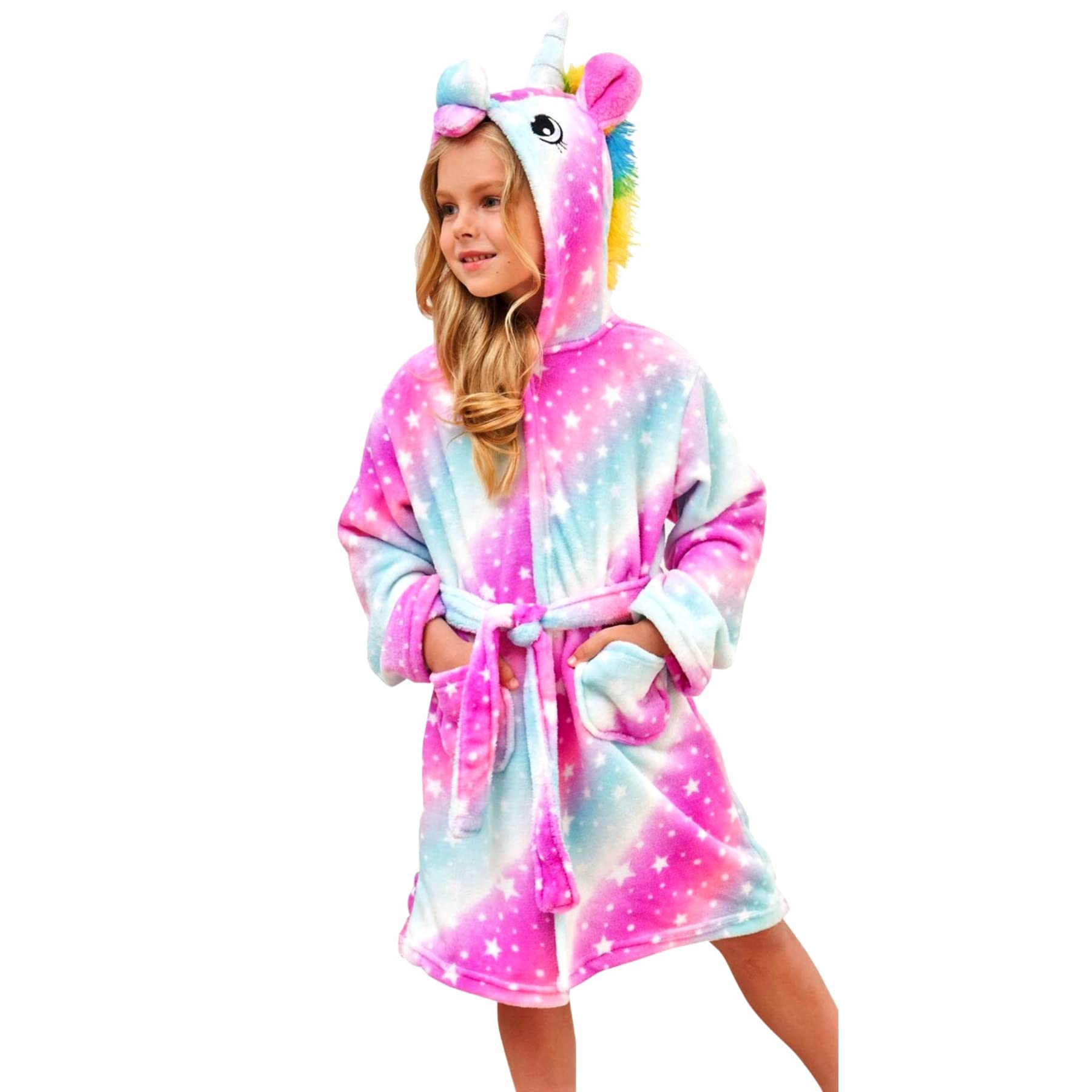 Ceruwum Albornoz de Unicornio para Niñas Batas de Vellón Suave con Capucha