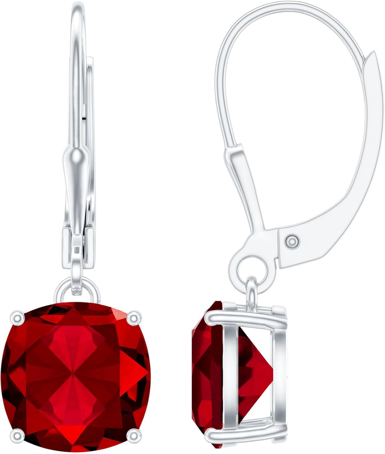 Certified 4 Carat Lab Grown Ruby Hoop Earrings in Silver, Aaaa Quality, Ruby Dangle Earrings - Gift For Special Occasions