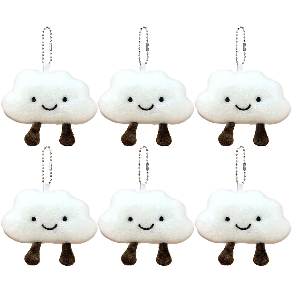 OLLiNs 6 Piece Cartoon Plush Smile Cloud Pendant Plush Doll Pendant Key Chain Smiling Face Happy Cloud Plush Cartoon Key Chain Kids Key Chain Bag Pendant Accessories