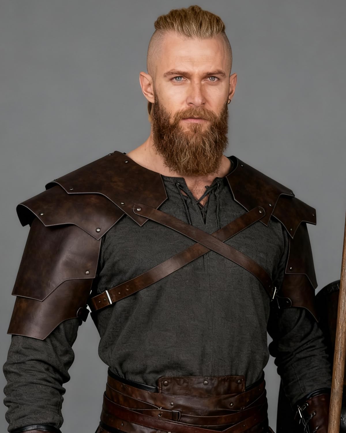 L'VOW Medieval Pauldron Leather Shoulder Armor for Knight Cosplay, Halloween LARP Viking Ren Faire Accessory - Image 5