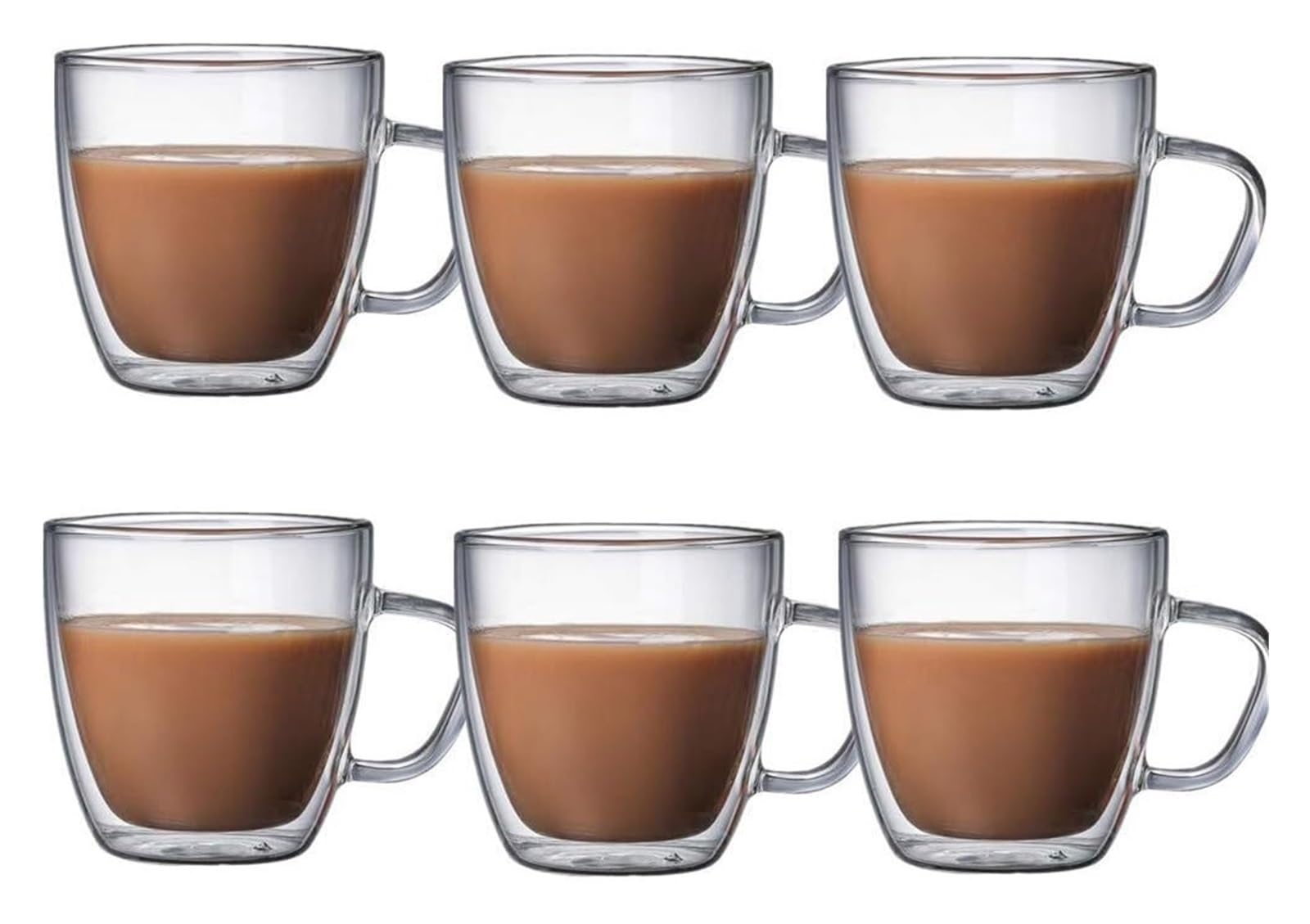 tasses à café à double paroi Tasses à chocolat Verres à café à double paroi Tasse à café glacée Tasses à café en verre transparent Verres à café parfaits for expresso, latte, cappuccinos(6cups)