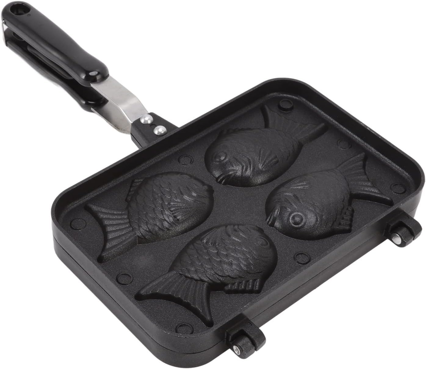 Teglia Antiaderente A Forma di Pesce Taiyaki, Stampo Doppio per Waffle per Pancake E Pane, Manico Ergonomico per Una Facile Preparazione Casalinga.