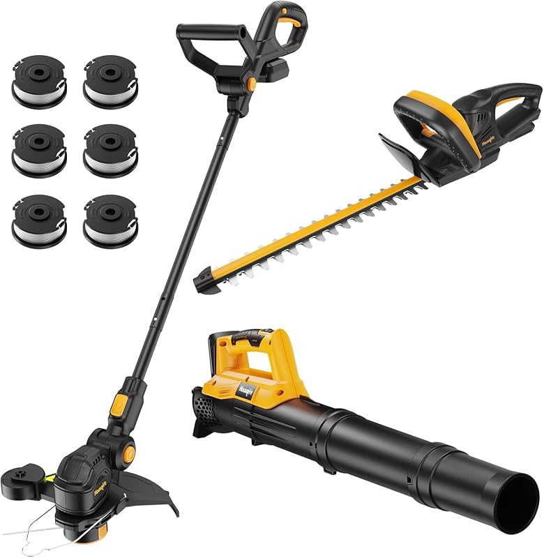 Cordless Weed Eater,Hedge Trimmer & Blower Combo Compatible with Dewalt 20V | Tool Only, 12 In String Trimmer with Auto Feed, 22 In Hedge Trimmer, Ultra-Lightweight Leaf Blower, for Garden, Yard