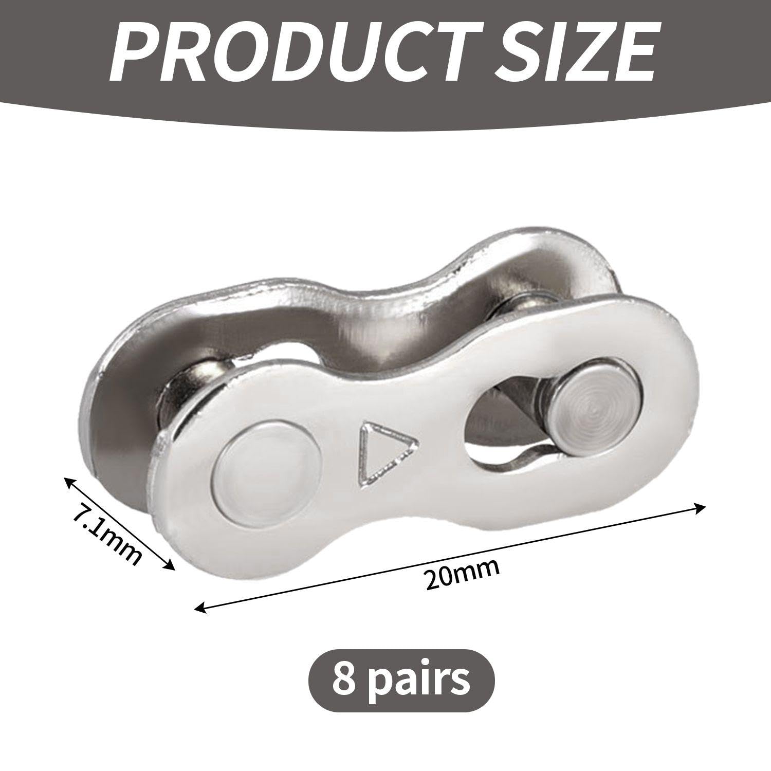 8 Pares De Hebillas Mágicas para Cadena De Bicicleta De Montaña, Cadena Rápida Plateada para Bicicleta De Carretera, Cadena De Velocidad para Bicicleta, 8 Velocidades