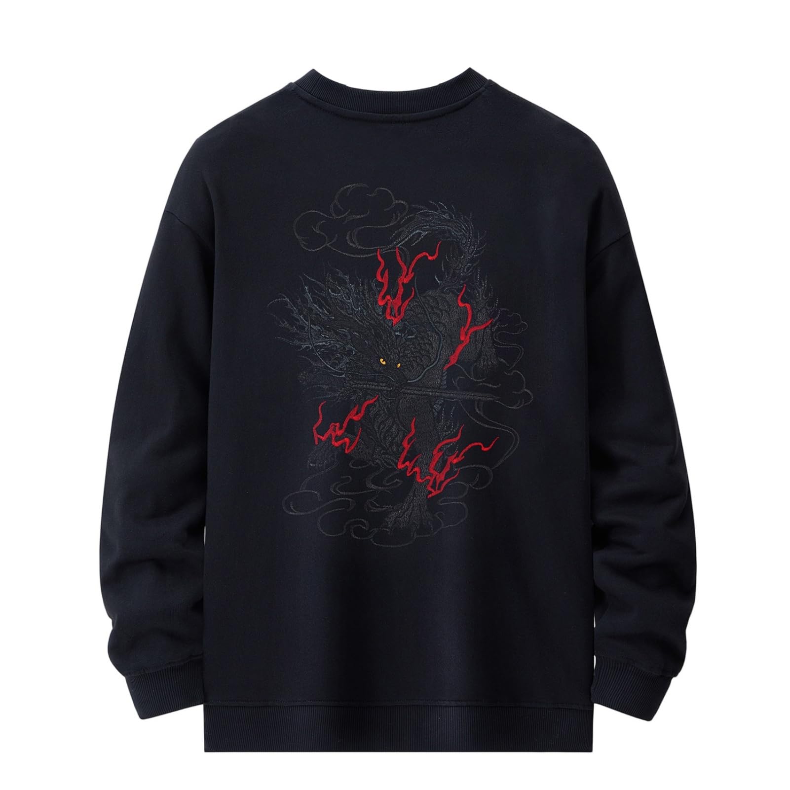 Sweat-shirt homme col rond brodé coton ample pull décontracté doublé - 7