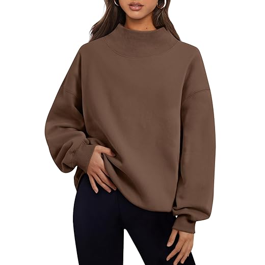 Trendy Queen Womens Oversized Sweatshirts Turtleneck Pullover Long Sleeve Hoodies Tops Fall Fashion Outfits 2026 Clothes