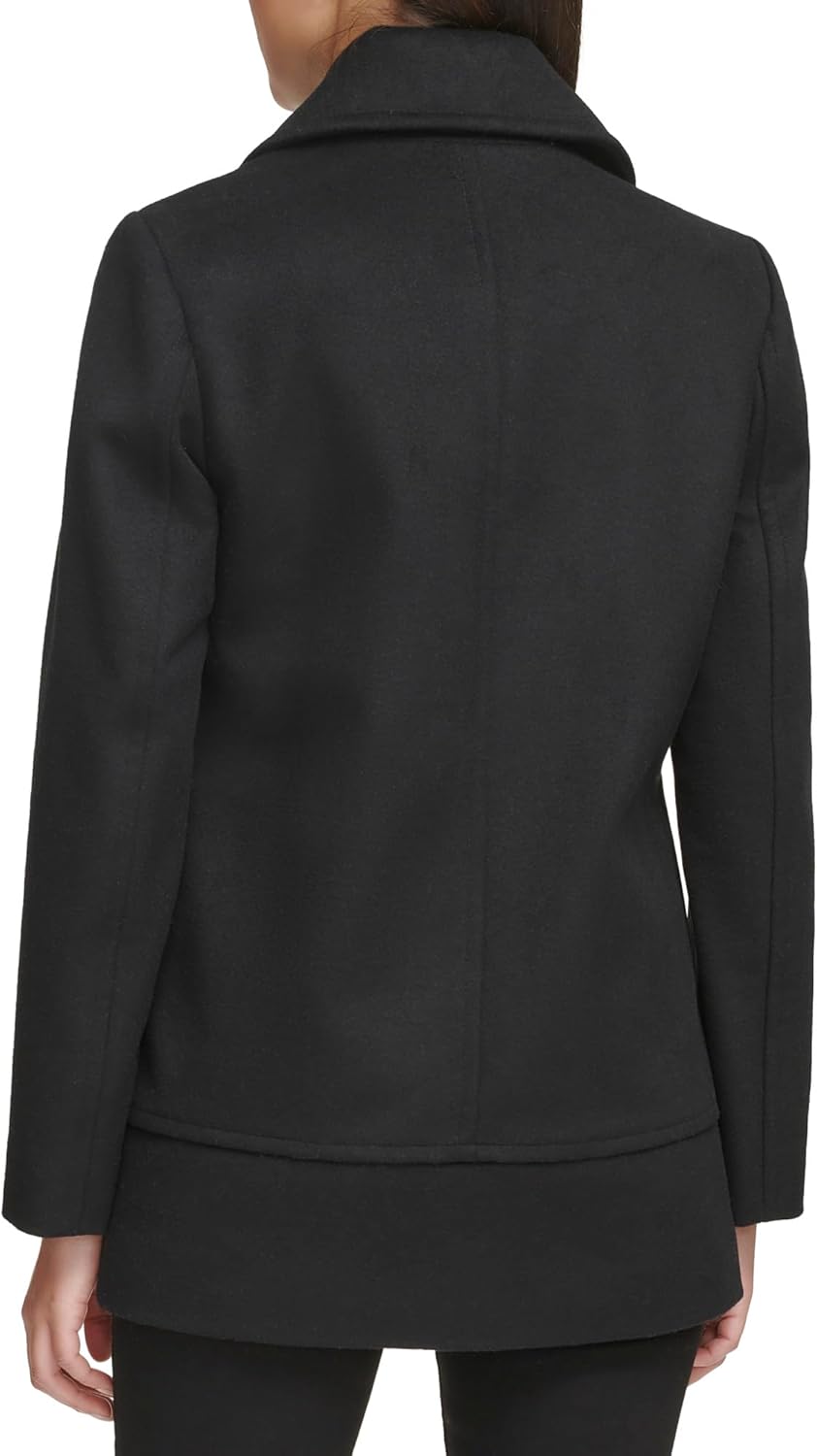 Kenneth Cole Womens Double Breast Notch Collar Button Details Wool Coat - Image 3