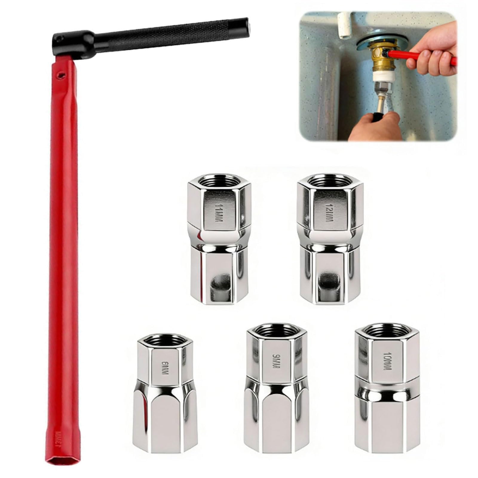 llave para Grifo de Fregadero, Herramienta de Instalación de Grifos 8-13 mm, Llaves de Tubo Llave Para La Instalación y Reparación De Bajantes, Fregaderos y Grifos