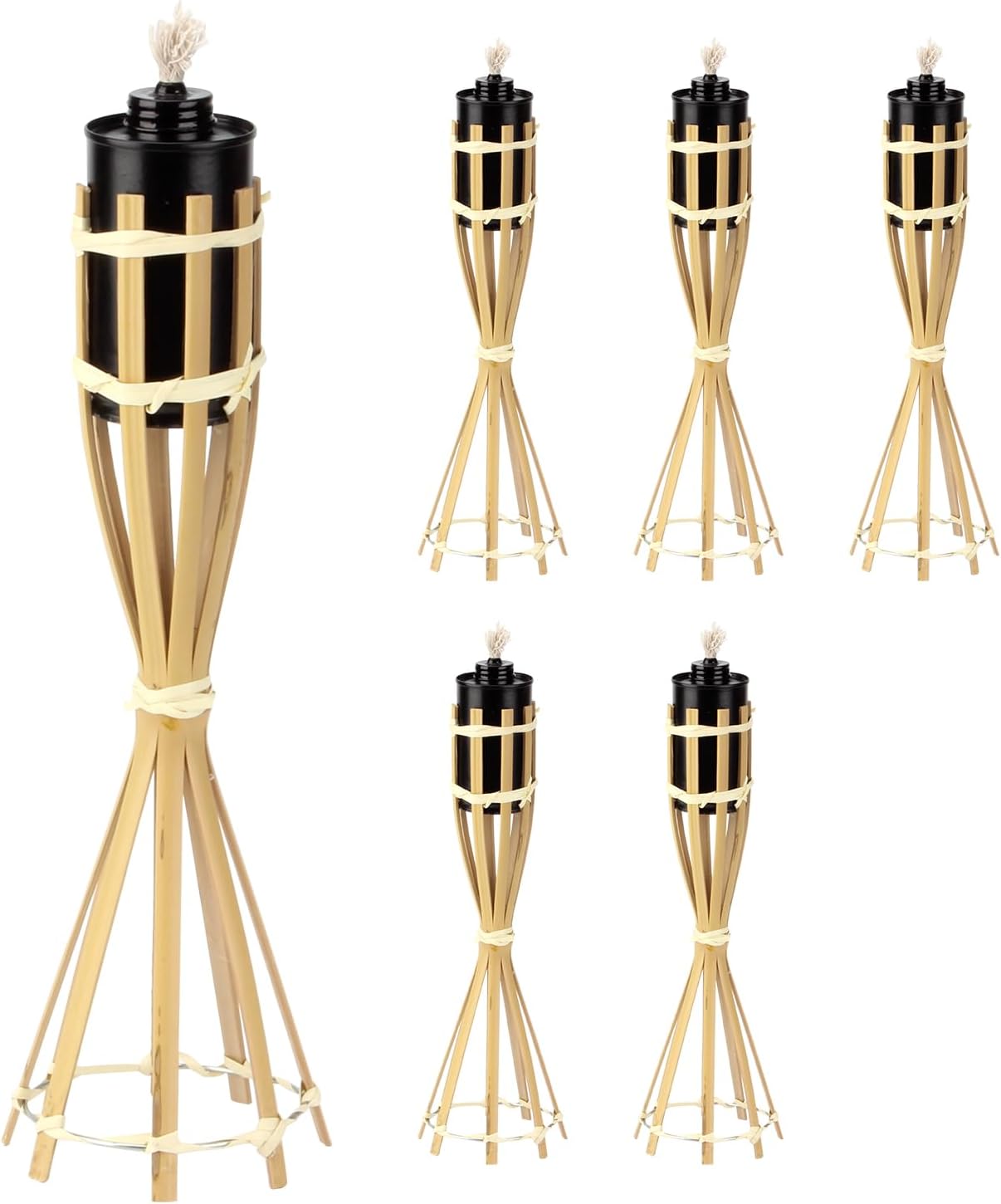6 Pack Bamboo Torches for Outside, Citronella Torches Table Decorative Lights Table Top Torches, Outdoor Decor Patio Torch for Party Garden Backyard Decor Lighting