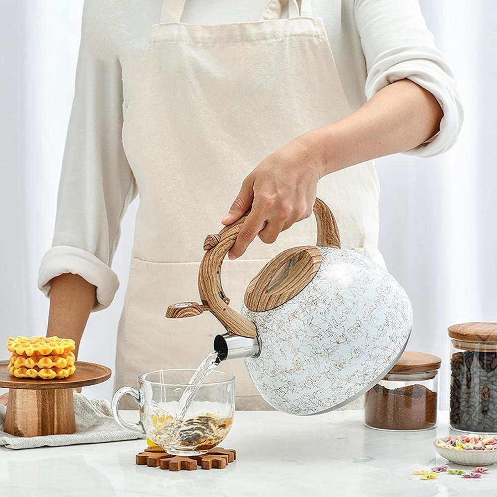 Czajnik Indukcja 2.8L gwizdający czajnik do herbaty ze stali nierdzewnej drewniany uchwyt kuchenka gazowa kuchenka indukcyjna czajniczek kuchenny czajnik wodny Czajnik Na Kuchenkę