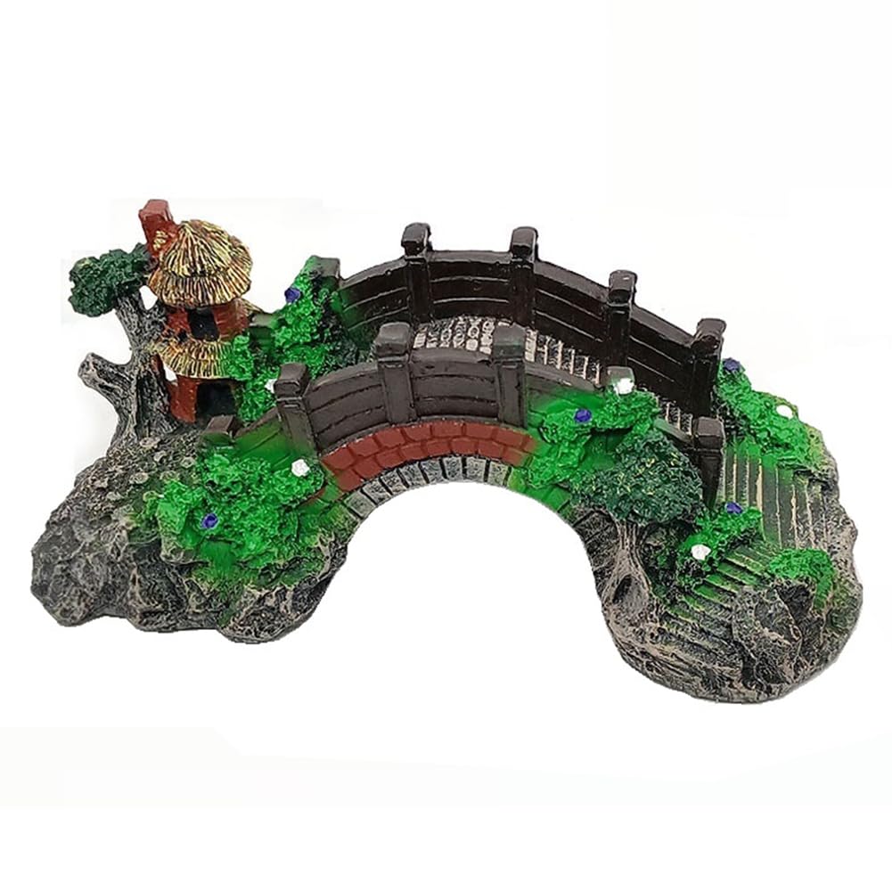 Vjsujehgy Fish Tank Resin Decoration Resin Ornament for Artificial Bridge of Aquarium Cave Aquarium Fish Tank Decoration Parts