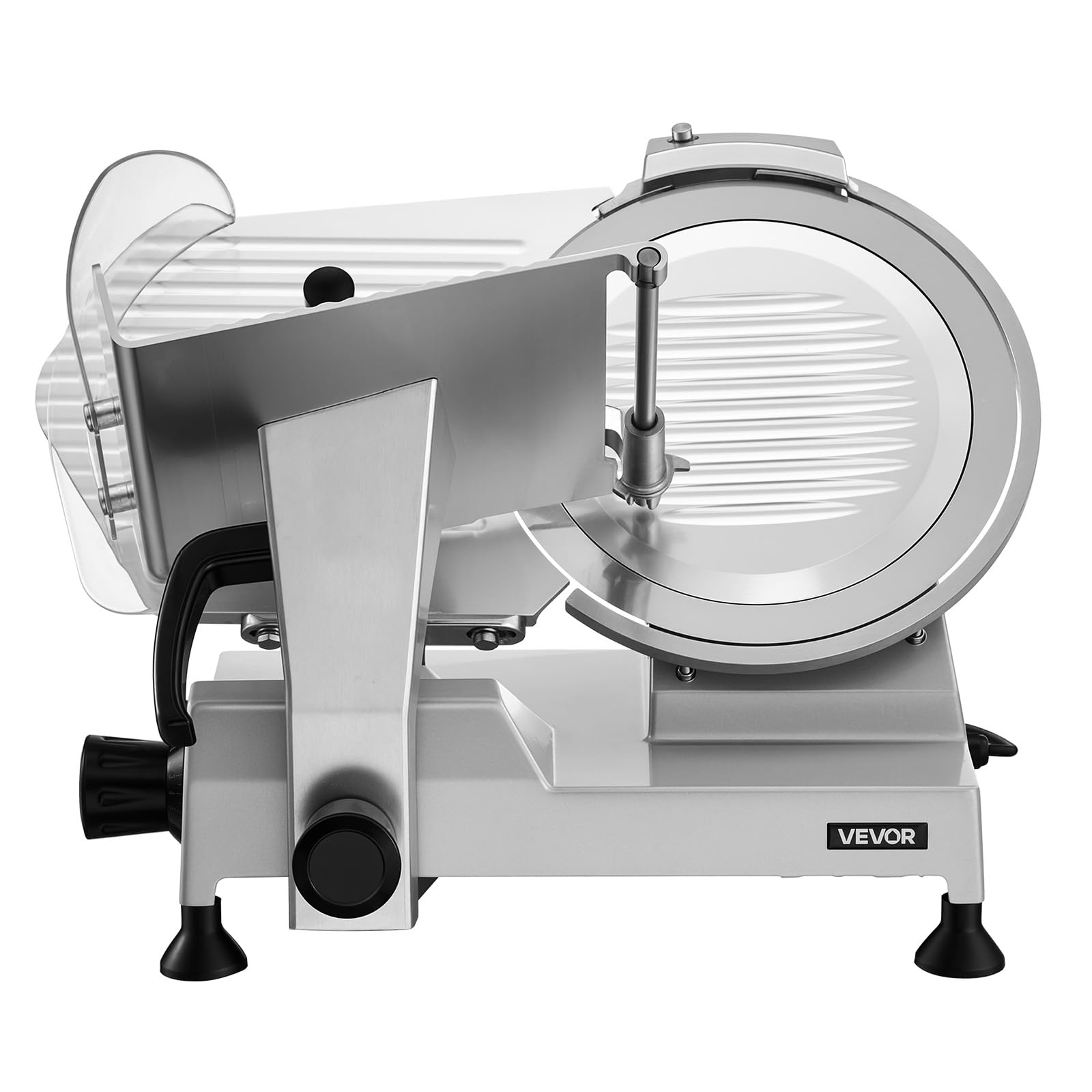 VEVOR Affettatrice Elettrica Multiuso, Macchina Affettatrice per Carne Congelata 400W Lame in Acciaio al Carbonio Rimovibile da 30 cm con Vassoio di Raccolta, Spessore di Taglio Regolabile da 0-15 mm