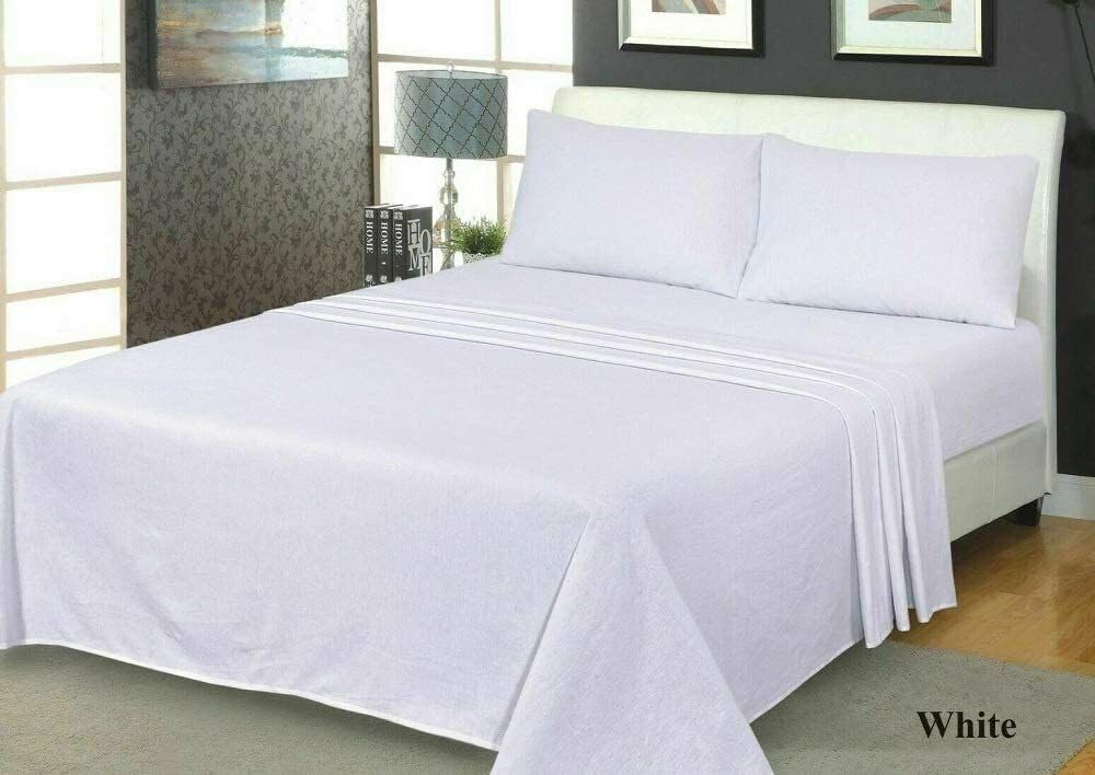 Northren Luxe Extra Deep Thermal Flannelette Fitted & Flat Sheet 100% Brushed Cotton - 32cm/13 inch Super Soft, Cozy, and Warm Bedding (White, Double Fitted Sheet) — image 1