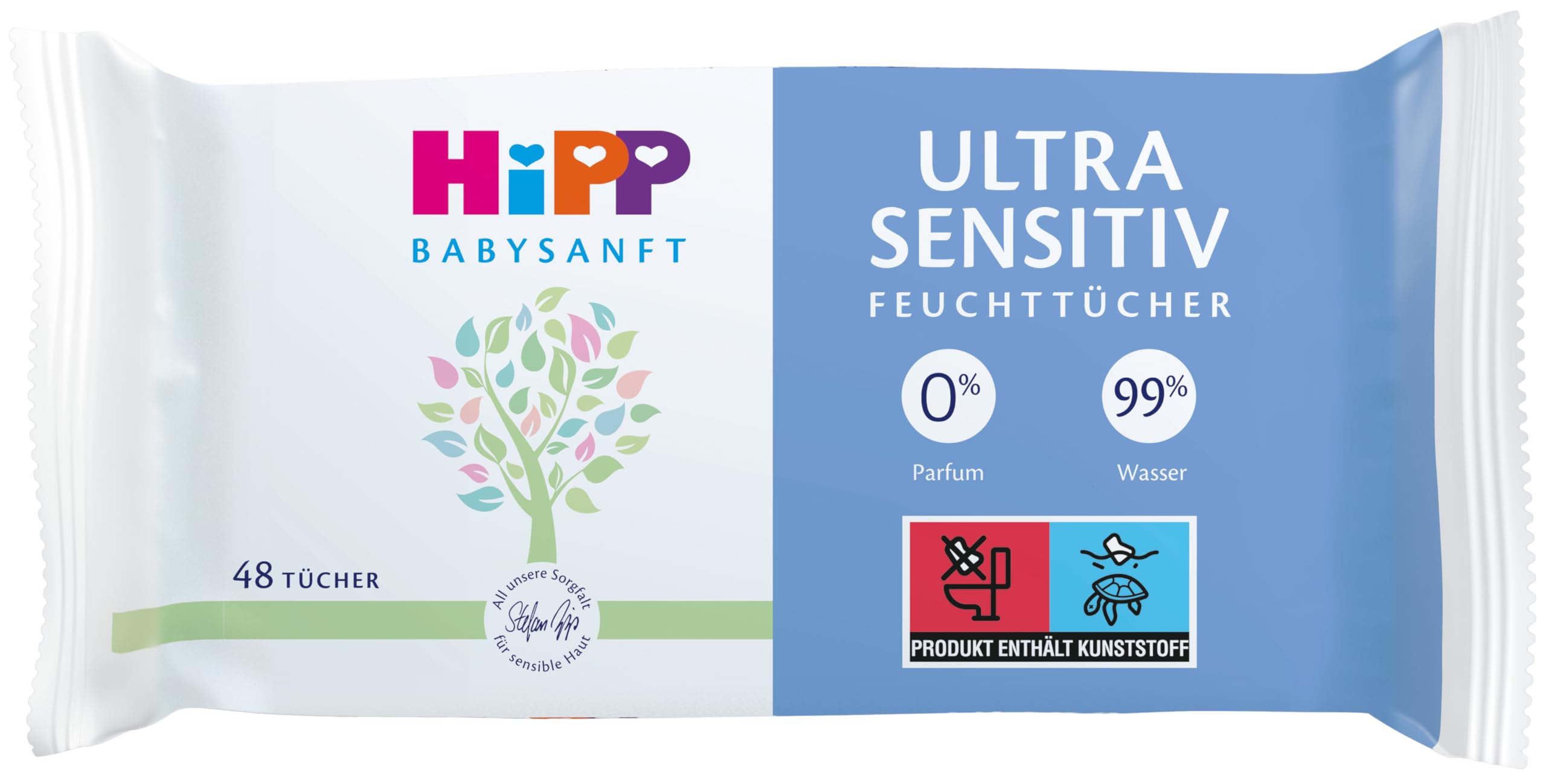 HiPP Ultra Sensitiv Feuchttücher, 720 Stück (3 x 240), mit 99 % Wasser, ohne Parfum, hautverträglich ab dem 1. Tag, ideal für empfindliche Babyhaut, auch bei Neurodermitis-Neigung