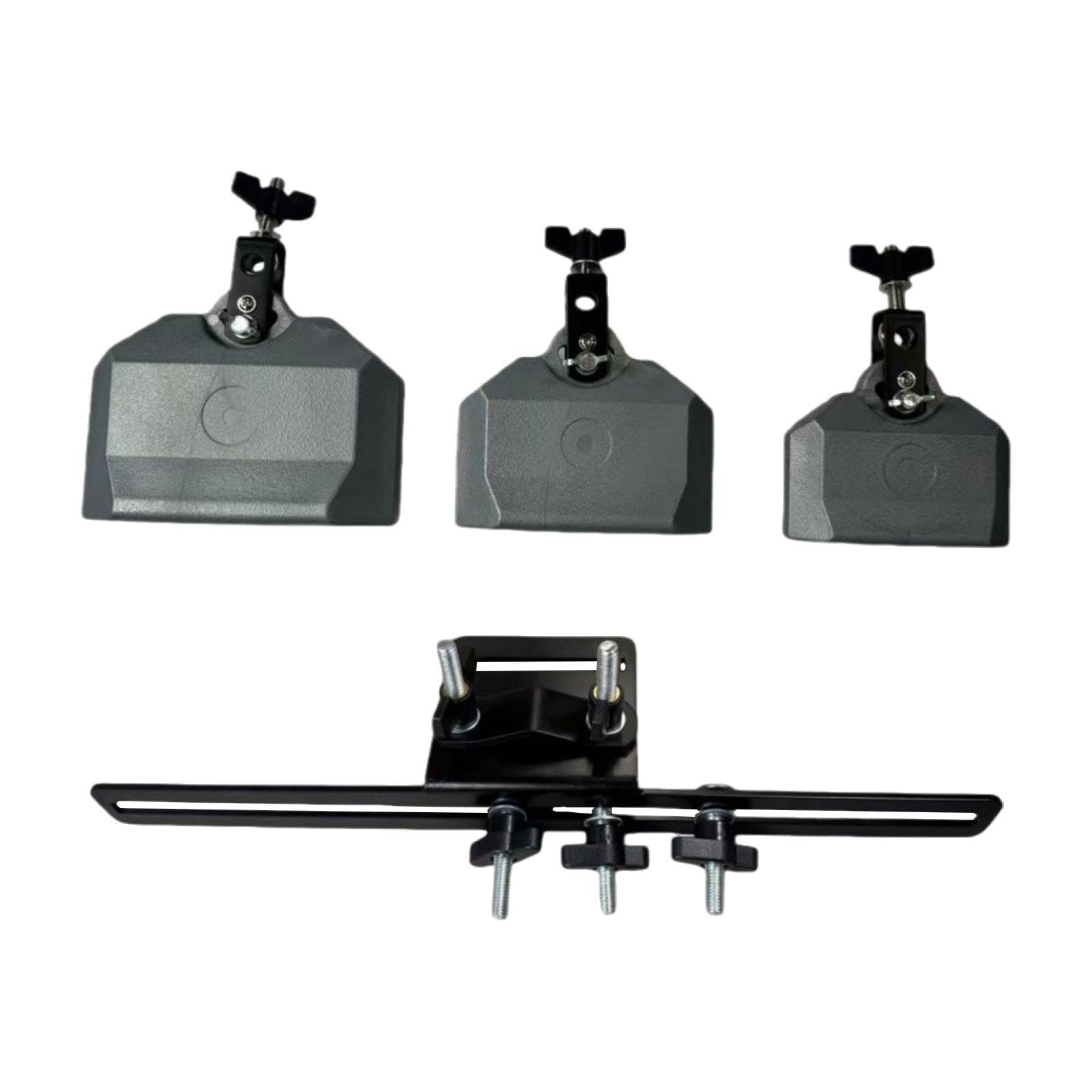Set di Campanacci Da 4", 5" E 6" con Blocco di Percussioni Musicali con Supporto per Batteria, Esibizione in Festival, Grigio